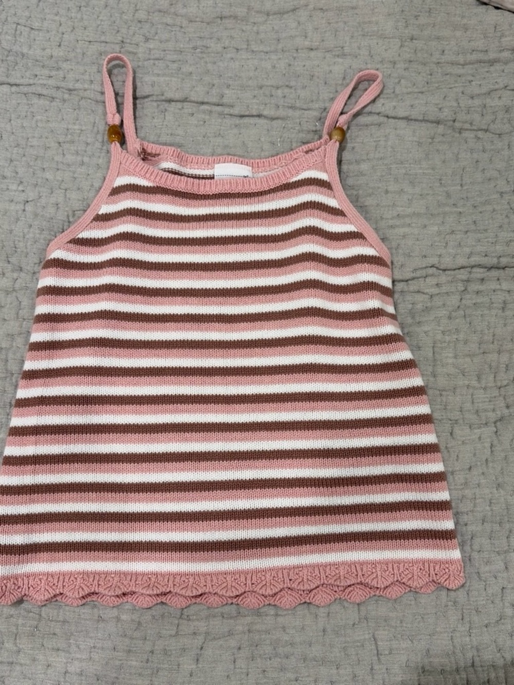 abercrombie kids Pink, Brown & White Striped Knit Tank